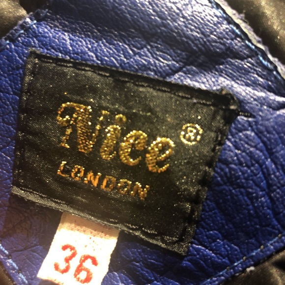 Blue real leather jacket - Picture 3 of 7